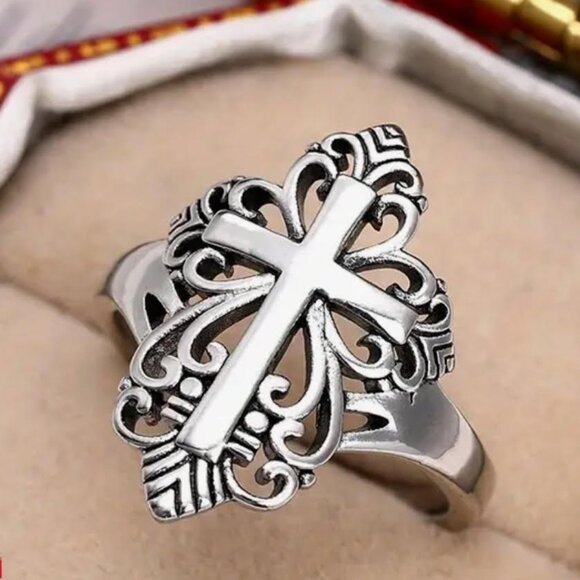 Jewelry | Womens Silver Religious Cross Ring | Poshmark